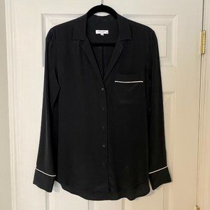 Equipment Keira Black Piped Silk Shirt